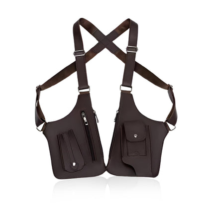 Wshxjzyay Double Shoulder Armpit Bag for Men, Anti-theft Bag with Double Shoulder Straps, Anti Theft Harness for Men Leather, Anti-theft Harness Wallet (Brown)