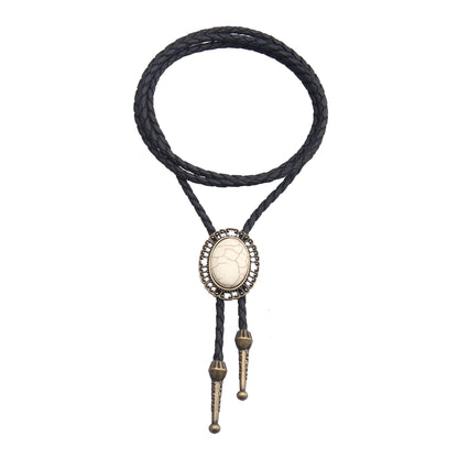 GelConnie Bolo Tie for Men Western Tie Gold Cowboy Tie White Turquoise Necktie Necklace American Indian Bolo Tie for Women