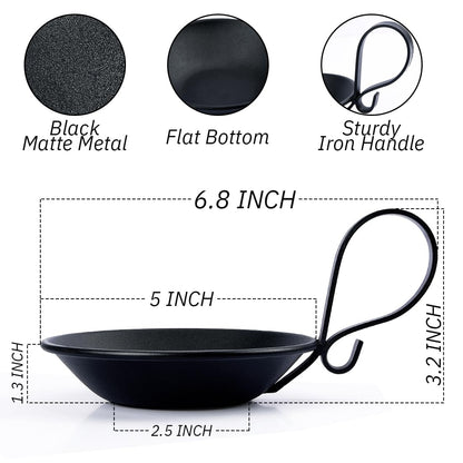 AGLARY 2PCS Matte Black Iron Pillar Candle Holders, with Handle, Simple Industrial Style ，Table Centerpiece Decoration