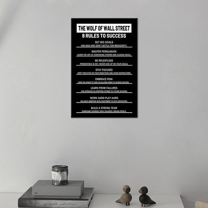 8 Rules to Success Inspirational Canvas Wall Art Motivational Positive Poster Print for Modern Modern Bathroom Bedroom Living Room Wall Decor Artwork Stretch and Framed [12''Wx18''H]