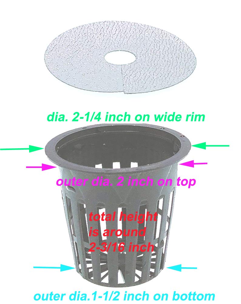 HORTIPOTS 2 Inch Net Pot 2 in Wide Rim Design with Reflective Net Pot Lids (Set of 75)