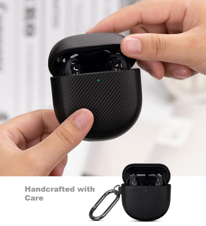 LOPIE Handmade Case for Bose QuietComfort Ultra 2 Earbuds 2025 / Quiet Comfort Ultra Earbuds/QuietComfort Earbud II, Synthetic Leather, Protective Hard Shell Cover with Clip & Cleaner Kit - Black