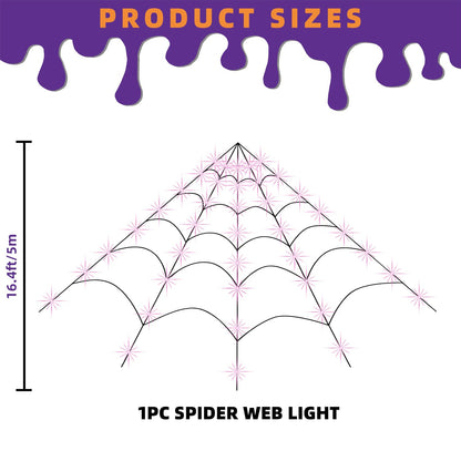 Kendane Halloween Decorations Outdoor and Indoor, 250 LED Halloween Spider Web Light Decorations, 200" Large Light Up Spider Web for Yard(Purple)