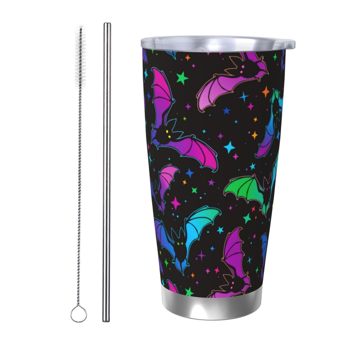 CHASOEA Bat Star Tumbler 20oz Halloween Stainless Steel Insulated Tumblers with Lid and Straw Animal Travel Coffee Mug Wine Tea Cups Water Bottle Holiday Gifts for Women