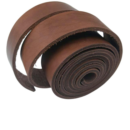 Premium Leather Strap, Brown Genuine Leather Strips, Heavy-Duty Leather Strip 4-5 Millimeters Thick (10-12.5 Ounces), Full Grain Leather Strips for Crafts (Brown 0.79"× 54")