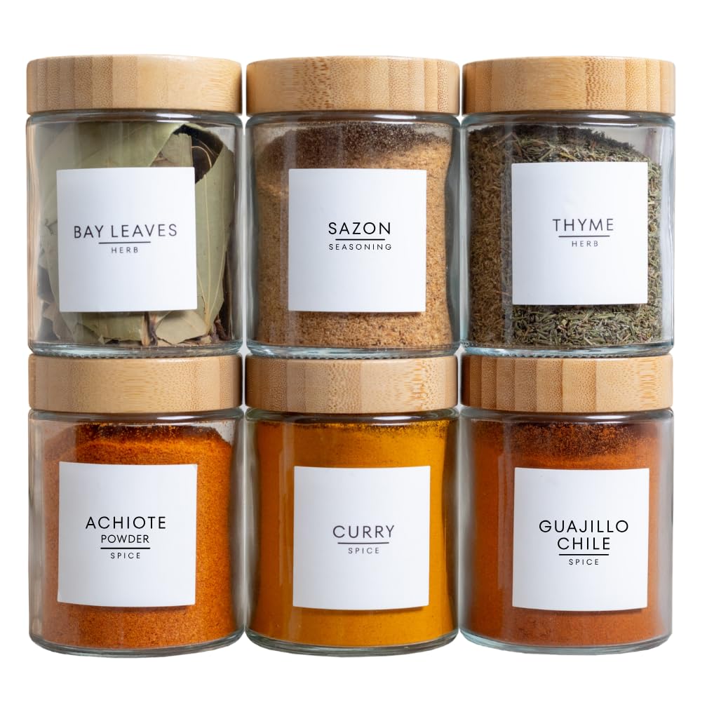 312 Spice Label Stickers Including Mexican Spices for Spice Jars, Storage Spice Organization and 120 Best by Labels for Kitchen Organization- Mexican Spice Collection (White, Square)