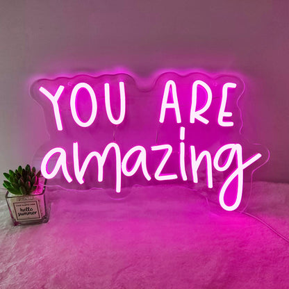 SYLHOME You Are Amazing LED Neon Light Sign 5V Girls Boys Bedroom Living Room Classroom Wall Decor Sign Hanging Smart Kid Birthday USB 16.9" X 10.6" Warm White