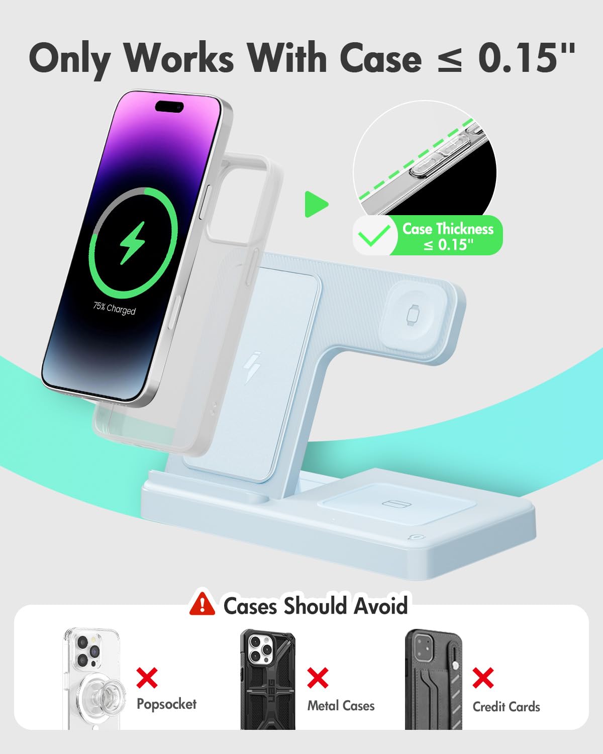 Wireless Charger iPhone Charging Station: 3 in 1 Charger Stand Multiple Devices for Apple - iPhone 17 16e 16 15 14 Pro Max 13 12 11 - Watch 10 9 8 7 6 5 4 3 2 SE and Ultra Series - Airpods 4 3 Pro