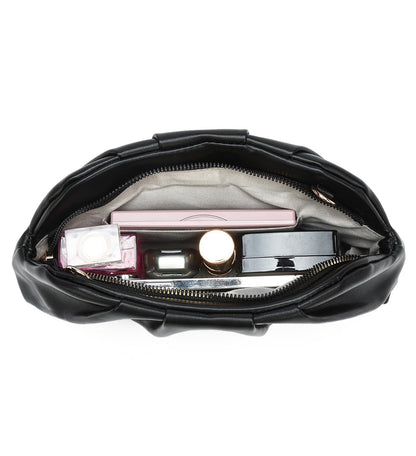 Dreubea Women's Fashion Cloud Shape Evening Bag Charming Fold Leather Clutch Handbag with Chain Apricot