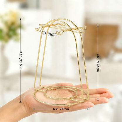 YY YEARCHY Coffee Mug Holder, Espresso Cups Holder Cup Drying Rack Cups Drainer Stand Metal Mug Tree Cups Organizer with 4 Hook Hangers for Kitchen Counter and Tea Party(Gold)