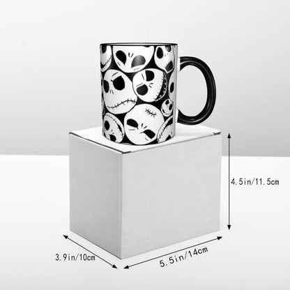 GUCGUSY Halloween Skull Ceramic Coffee Mugs 11oz with Handle, Funny Tea Cup for Women Men, Ideal Gift for Home Office Daily Use