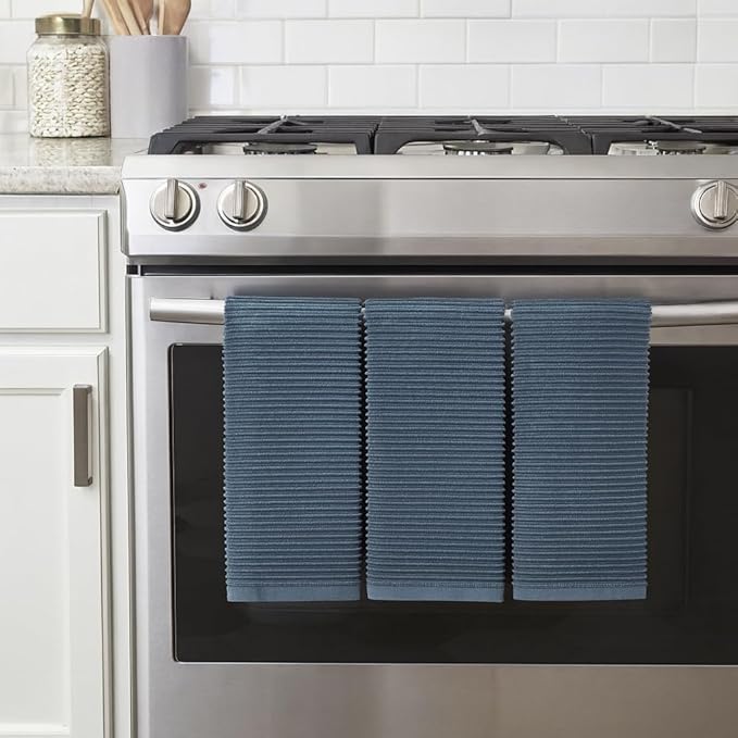 Serafina Home Slate Blue Gray Grey Kitchen Hand Dish Towels: Oversized 28" x 18"