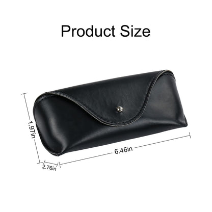 LogHog Portable Leather Sunglasses Pouch Soft Eye Glasses Carry Case for Women Men Student Horizontal Sunglass Box Case (Black)