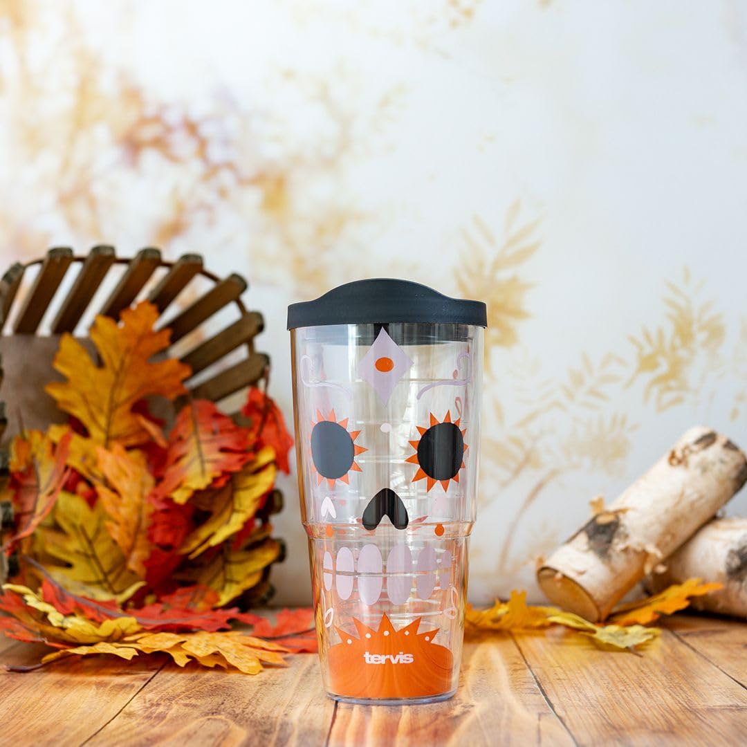 Tervis Super Sugar Skull Halloween Made in USA Double Walled Insulated Tumbler Travel Cup Keeps Drinks Cold & Hot, 24oz, Classic