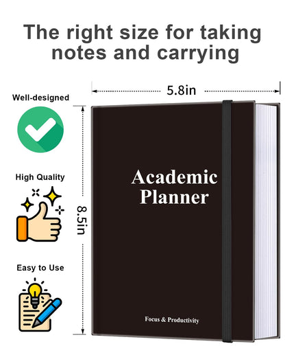 Academic Planner for 2026-2027 or Anytime – 5.8" x 8.5" Undated Weekly Student Planner For Homeschool, High School, College & Nursing Students, 200 Pages, Black