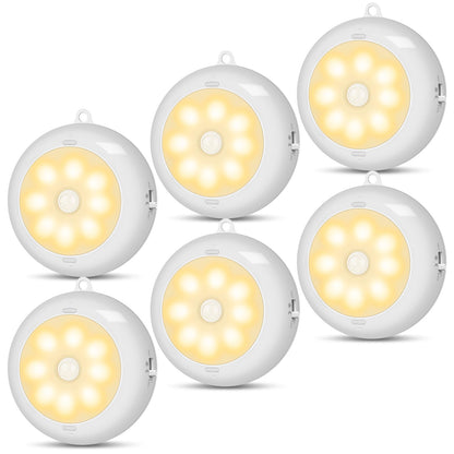 Motion Sensor Light Indoor, LED Night Light Closet Lights, Under Cabinet Lights, AA Battery Operated Stick on Wireless Puck Lights for Wall, Step, Stair, Dimmable (3 Pack)
