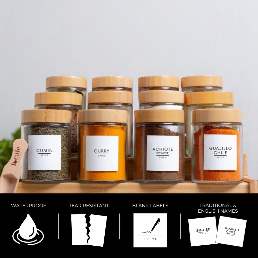 312 Spice Label Stickers Including Mexican Spices for Spice Jars, Storage Spice Organization and 120 Best by Labels for Kitchen Organization- Mexican Spice Collection (White, Square)