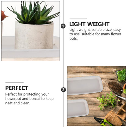 6PCS Rectangular Plastic Plant Saucers Tray Drip Tray Pot Saucer for Flower Pot Drip for Window Sill Window Shelf 9.73"x4.33"x0.86"