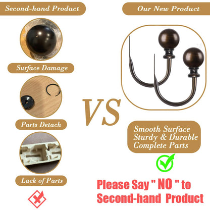 KAMANINA Curtain Holdbacks, Decorative Curtain Tiebacks Wall Mounted with Round Finials, Metal Window Treatment Holdbacks with Screws, Bronze Curtain Hooks for Drapes (1 Pair/2 Pack, Small)