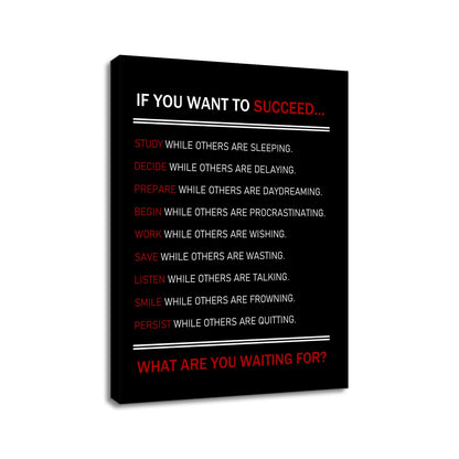 Inspirational Canvas Wall Art Motivational Posters If You Want To Succeed Print Artwork Positive Inspirational Quotes Painting Office Decor Living Room Framed [18''Wx 24''H]