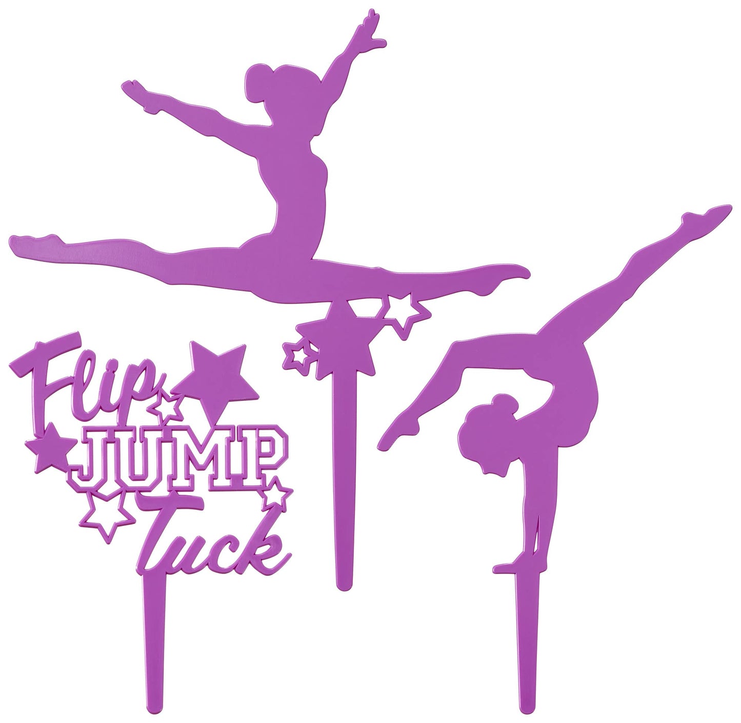 DecoPac 26253 CakeDecorating kit-Flip Jump Tuck Cake and Cupcake Toppers for Birthdays and Parties, 1 SET, Purple