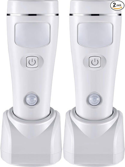 Enhon 2 Pack 4 in 1 LED Emergency Lights for Home Power Failure, Rechargeable Plug in Flashlight Motion Sensor Night Light, Automatic Turn On Power Outage Light for Home Hurricane Supplies (White)