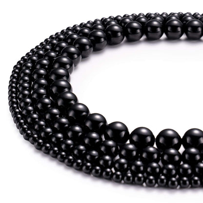 BEADIA Natural Black Onyx Stone Round Loose Semi Gemstone Beads for Jewelry Making 4MM 89PCS