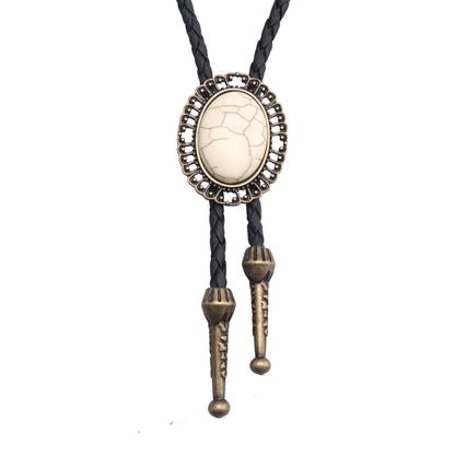 GelConnie Bolo Tie for Men Western Tie Gold Cowboy Tie White Turquoise Necktie Necklace American Indian Bolo Tie for Women