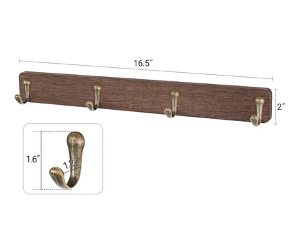 Mkono Coffee Mug Holder Wall Mounted Rustic Coffee Mug Rack with 8 Hooks Metal Display Shelf Wooden Tea Cup Organizer Hanger for Kitchen Dining Room Cabinet Coffee Bar,Set of 2 (Brown)