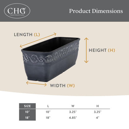 Classic Home and Garden Corinthian Trough Planter 10" Slate Blue