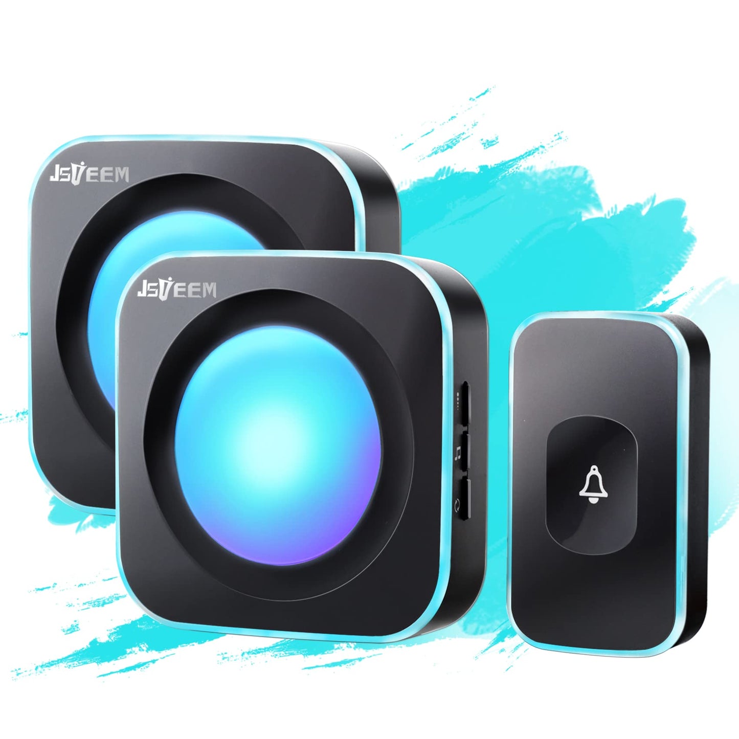 Wireless Doorbell 1200Ft Door Bells for Home with Flashing Light Hearing Impaired Door bell 1 Battery Button & 3 Plug in Receivers for Home Classroom Room Office