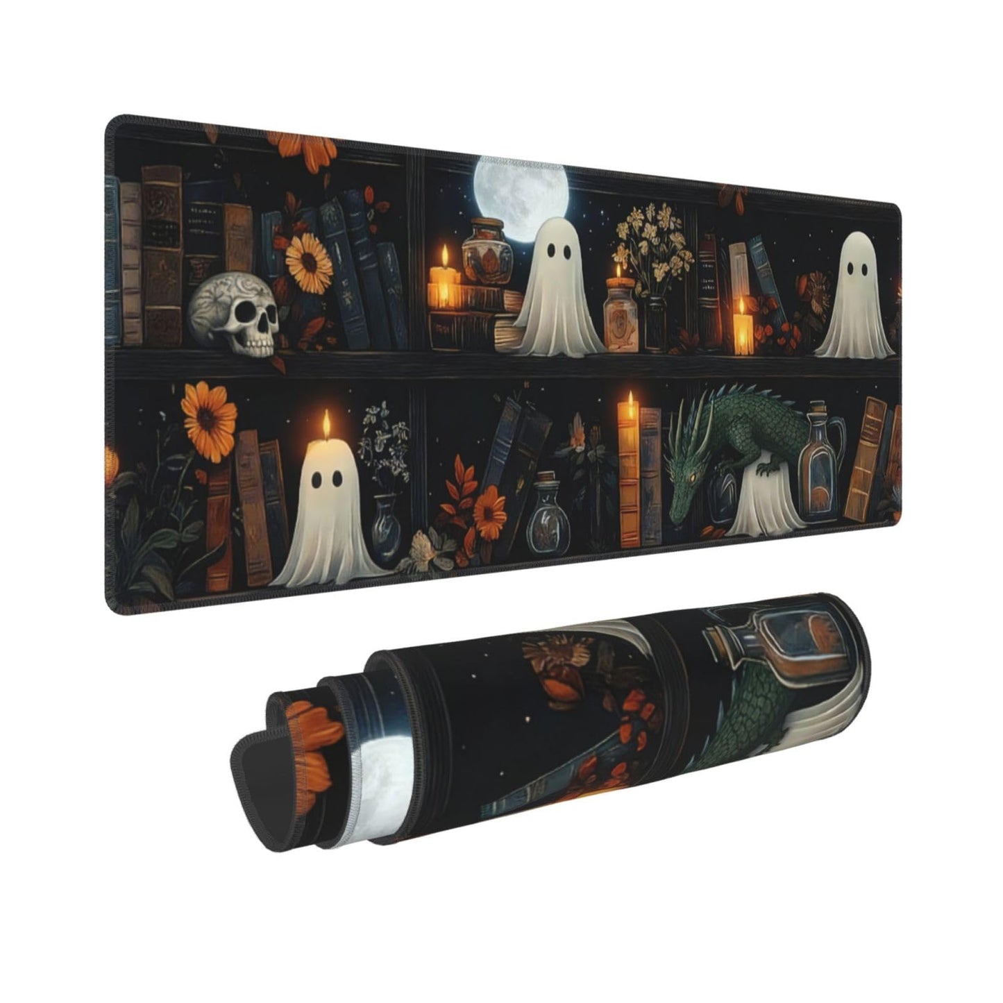 Gothic Library Large Gaming Mouse Pad, Long Extended Full Mouse Mat Desk Pad for Top Keyboard Table, Aesthetic Stitched XL Mousepad Gifts for Men and Women Office Decor, 31.5 * 11.8 in