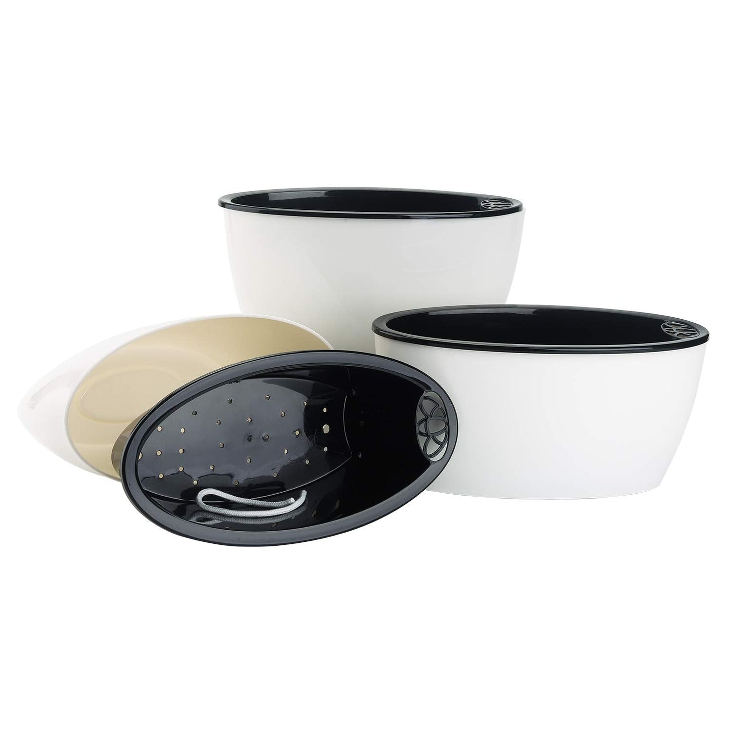 Sungmor Set of 3 Self-Watering Planter Pots - Modern White Plastic Flower Pots for Indoor Plants - Oval Indoor/Outdoor Planters with Water Reservoir, Home & Office Decor