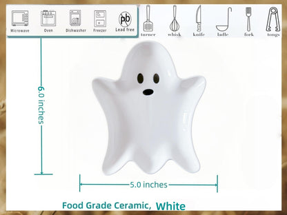 Ceramic Spoon Rest for Stove Top, Halloween Ghost Cute Spoon Rest for Kitchen Counter, Cooking Spoon Holder for Kitchen Counter, Utensil Rest Spatula Rest Ladle Holder Tong Rest (White)