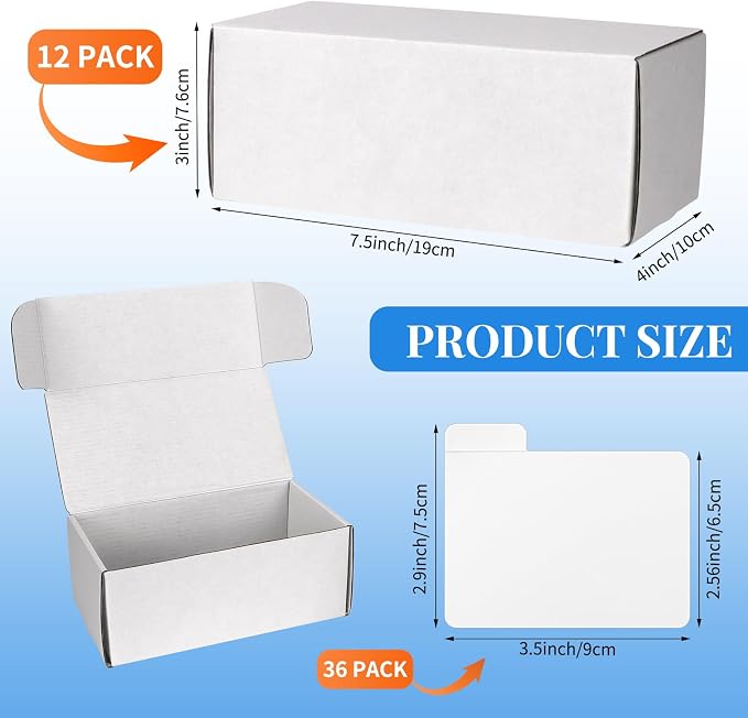 VOKOY Trading Card Storage Box with Dividers, 12 Pack • 400 Count Bulk Card Collection Case, Corrugated Cardboard Storage Box for Sports, TCG/Magic/Mtg Cards (Horizontal Length 7.5 Inch)