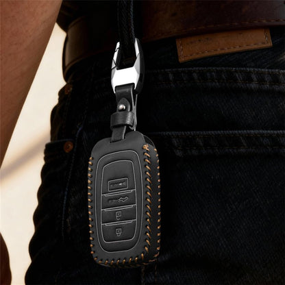 Avgardcat Leather Compatible with Toyota Key fob Cover for 2025 Grand Highlander Tacoma Tundra Land Cruiser Sequoia Accessories 4 Buttons Keychain