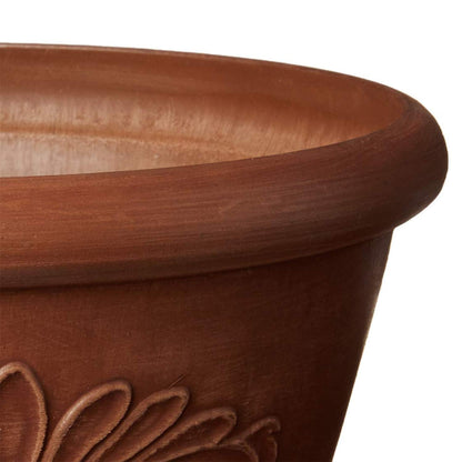 PSW Pot Collection TA30TC 12-inch Plastic/Stone/Wood Composite Bulb Pan Planter – No Drainage Hole (Drillable), Shallow Indoor/Outer Pot for Succulents, Bonsai, Fairy Gardens, Herbs, Terra Cotta Color