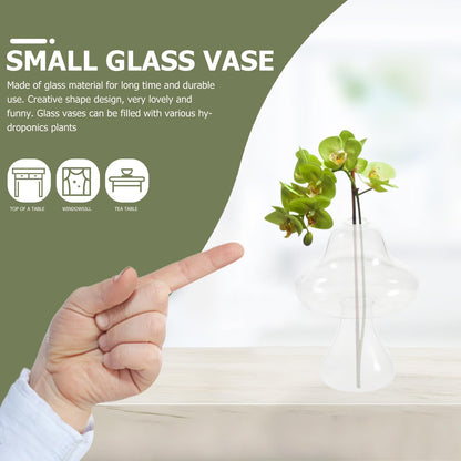 SAFIGLE Mushroom Shaped Glass Vase Hydroponics Flowerpot Plant Container Creative Glass Terrarium for Indoor Home Office Décor