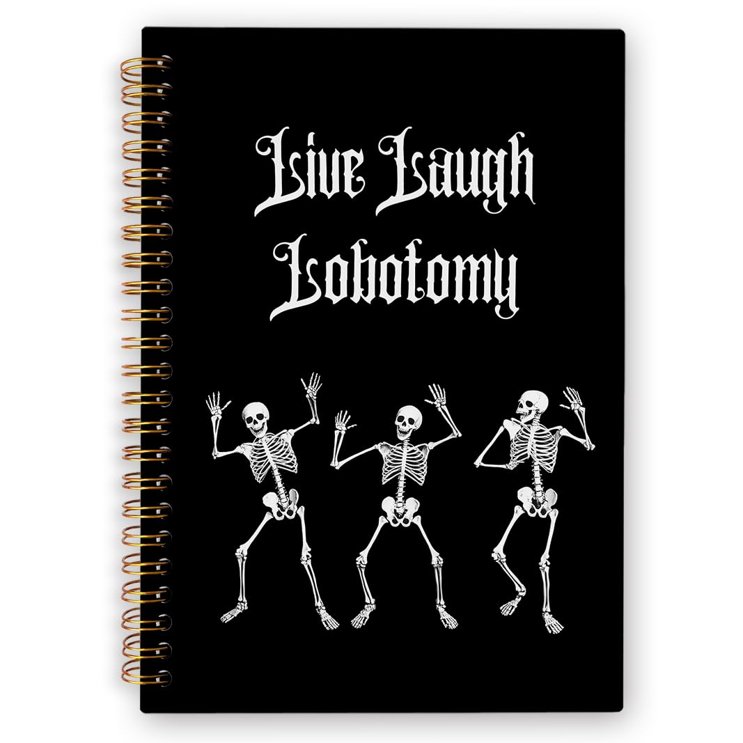 dvhdajed Funny Halloween Gothic Spiral Notebook, Witchy Goth Skeleton Journaling Notebooks, Halloween Skull Spiral Journal for Women, Gothic Skull Office School Supplies Gifts, 5.5x8.3In