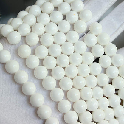 MJDCB 7A Natural Deep Sea White Shells Round Stone Beads for Jewelry Making DIY Bracelet Necklace (4mm)