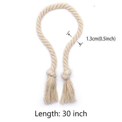 Yteseery 8 Pack Curtain Ties, Outdoor Curtain Tiebacks, Natural Cotton Curtain Holders, Village Rural Rustic Curtain Holdbacks, Nautical Curtain TieBacks Rope for Patio Drapery Pergola Drapes, Beige