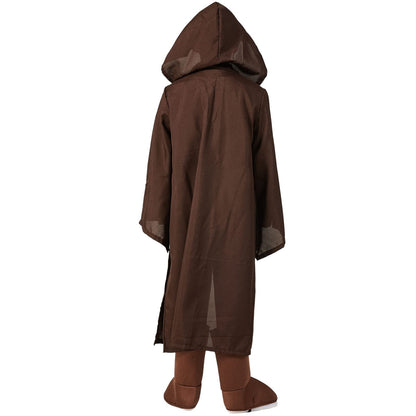 Kuberas Kids Costume Tunic Hooded Robe Pants Belt Shoes Cover Lightsaber Halloween Cosplay Outfit Boys 3-12 Years