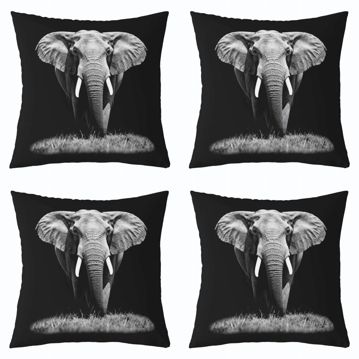 Feelyou Set of 2 Elephant Throw Pillow Covers, 3D Wild Animal Pattern Cushion Case for Home Living Room Decor, Reversible Exotic Style Theme Decorative Throw Cushion Case, 18x18 Inches