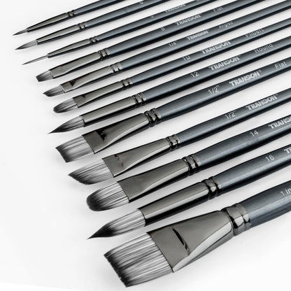 Transon Artist Paint Brush Set of 12 for Watercolor Acrylic Gouache Oil and Tempera Painting