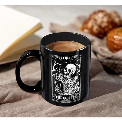 Koouyiedy The Coffee Funny Skeleton Tarot Mug Gifts for Women Men - Novelty Cute Skull Gift for Coffee Lover - Goth Spooky Witch Witchy Birthday Christmas Gifts for Dad Mom Husband Wife Best Friend
