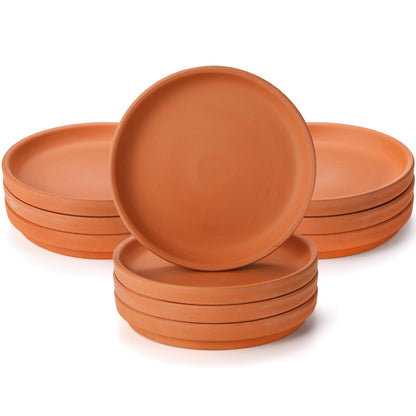 Suwimut 10 Pack Terracotta Pot Plant Saucer, 6 Inch Round Terra Cotta Planter Saucers for 5 Inch 5.5 Inch 6 Inch Flower Pot with Drainage Hole, Small Clay Planter Drip Trays for Indoor, Outdoor Plants