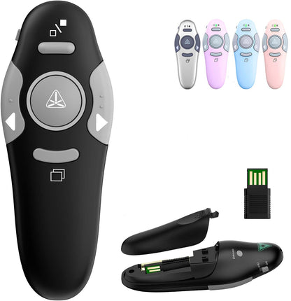 QUI Presentation Clicker Wireless Presenter Remote Clicker for PowerPoint Presentation Remote, PowerPoint Slide Advancer for Mac/Windows/Google Slide/Keynote, Black, A