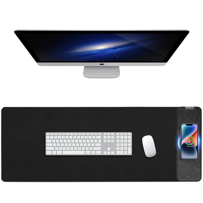 Mouse Pad with Wireless Charging, Large Desk Mat RGB Gaming Mousepad, 10 Light Colors LED Gaming Pad Keyboard Pad with Ultra-Smooth Surface & Non-Slip Rubber Base, Waterproof Full Desk Mouse Pad