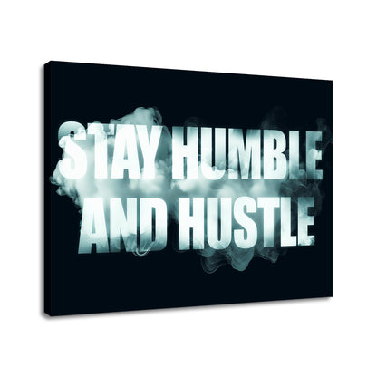 YSPCSUN Inspirational Posters for Office, Stay Humble and Hustle Canvas Poster Single Panel Wall Decor for Home Office Dorm Classroom, Framed Canvas Art, 24x18inch