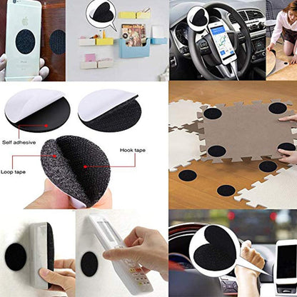BRAVESHINE Adhesive Tape - 16PCS Hook and Loop Fasteners - Double Sided Sticky-Back - Heavy-Weight Carpet Gripper Pad Wall Mounting Tapes for Home Office Phone Mount - Round 1.5inch